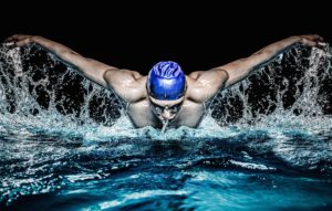 Closeup shot of a swimmer in action 
