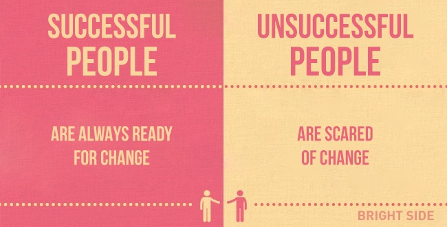 Successful people are always ready for a change. Unsuccessful people are scared of change.
