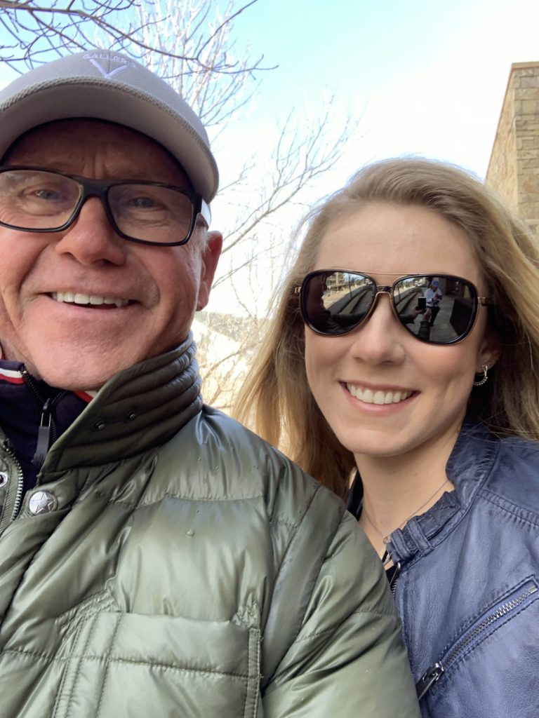 Larry with Mikaela Shiffrin, two-time Olympic Gold Medalist and World Cup alpine skier.